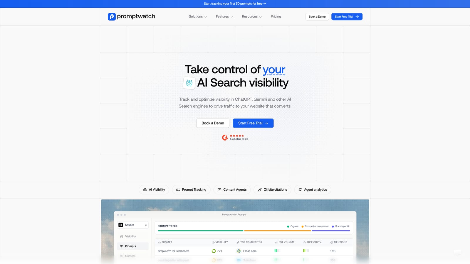 Screenshot of Promptwatch website