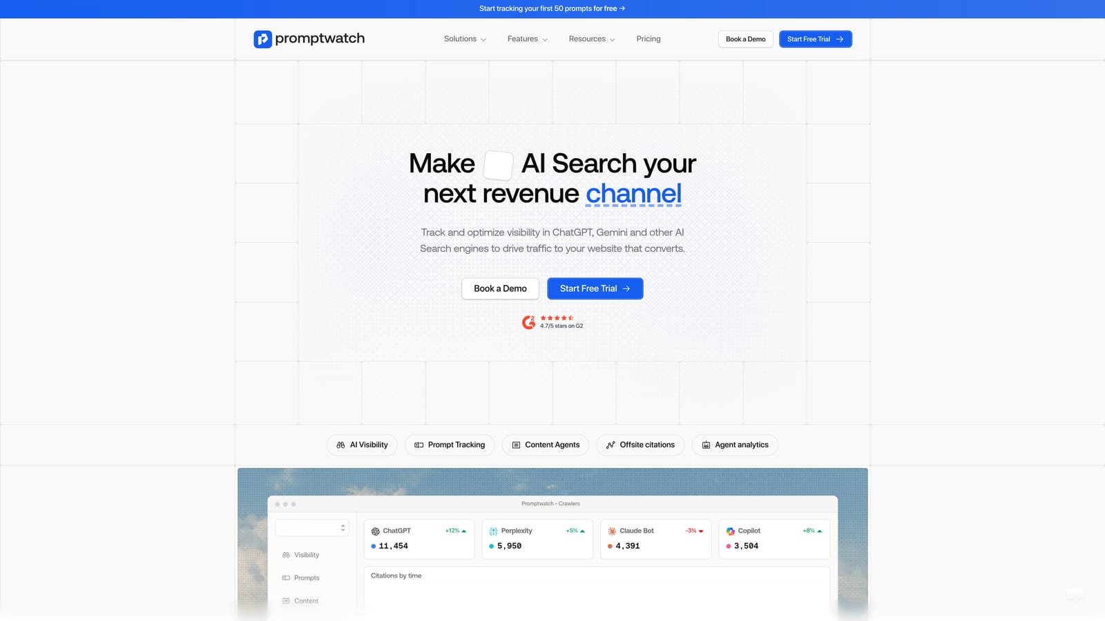 Screenshot of Promptwatch website