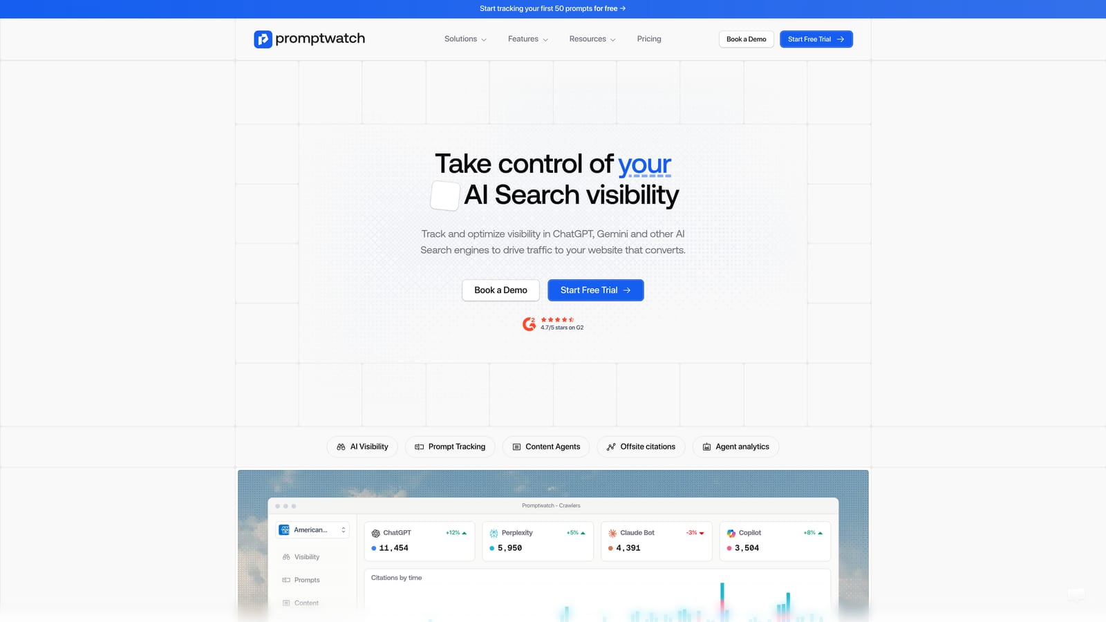 Screenshot of Promptwatch website