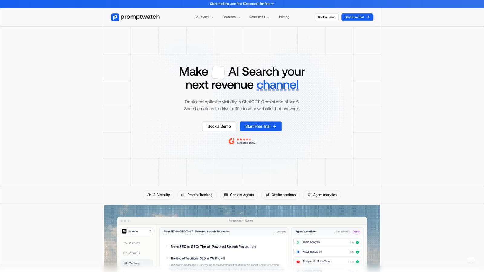 Screenshot of Promptwatch website