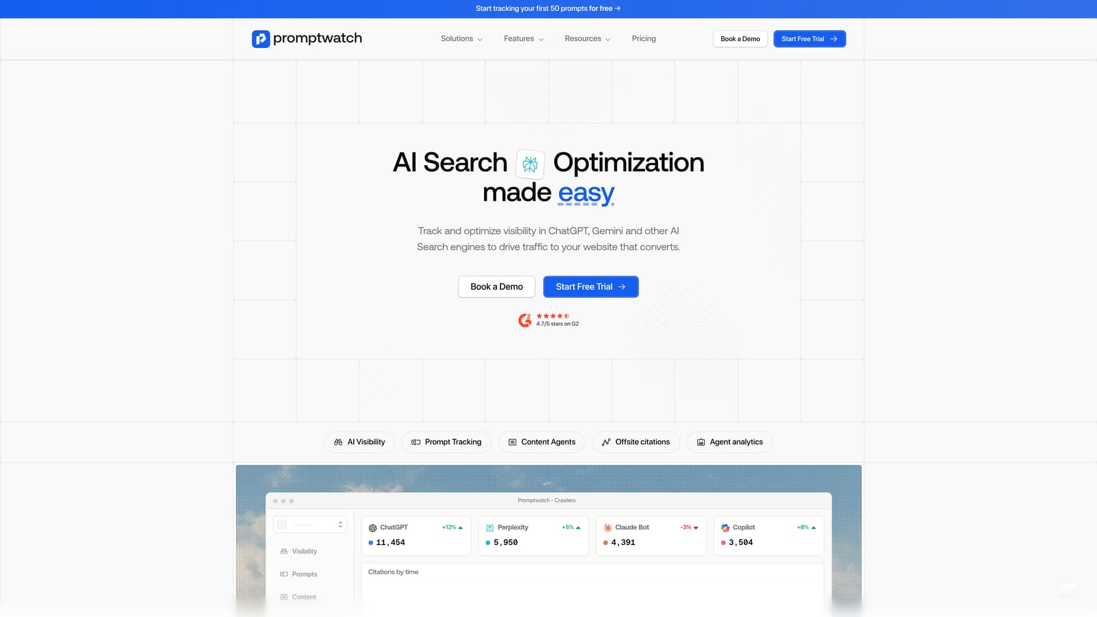 Screenshot of Promptwatch website