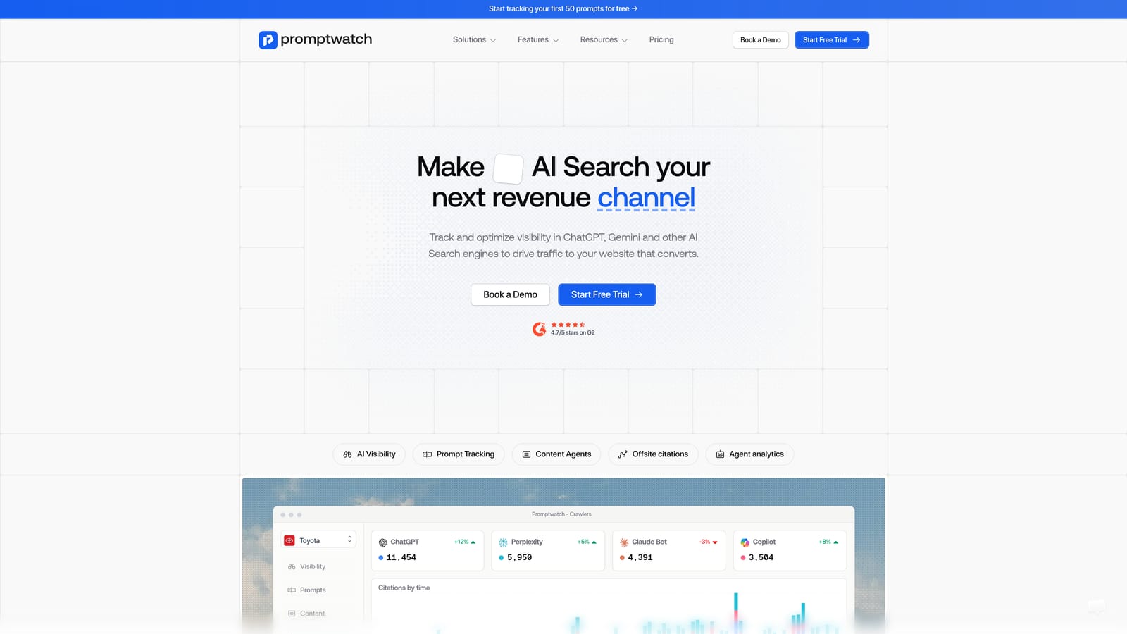 Screenshot of Promptwatch website