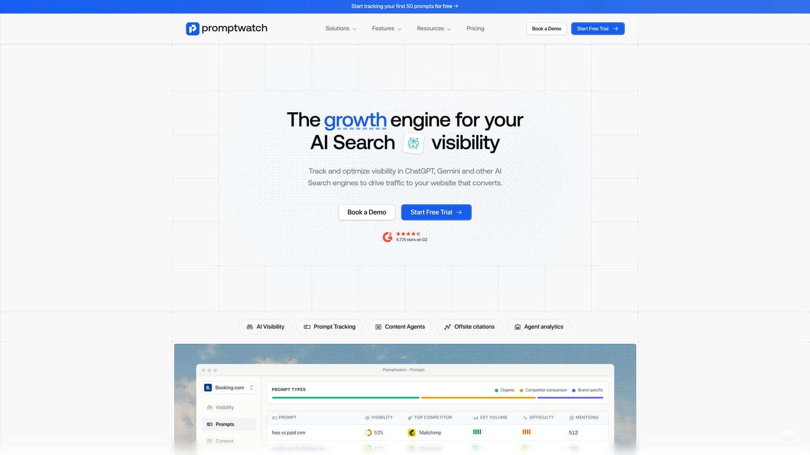 Screenshot of Promptwatch website