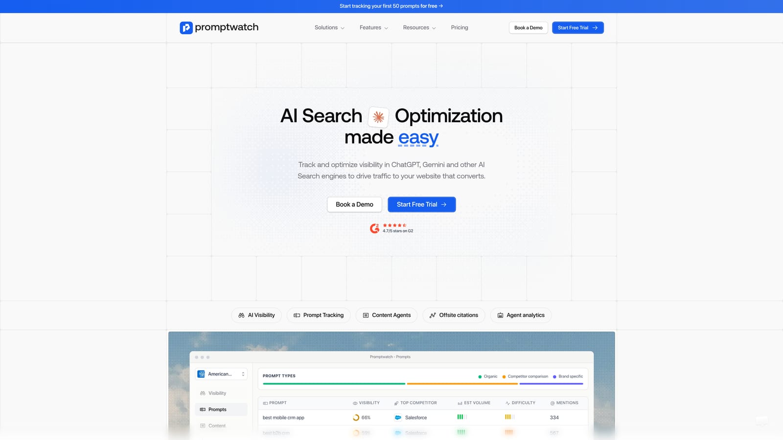 Screenshot of Promptwatch website