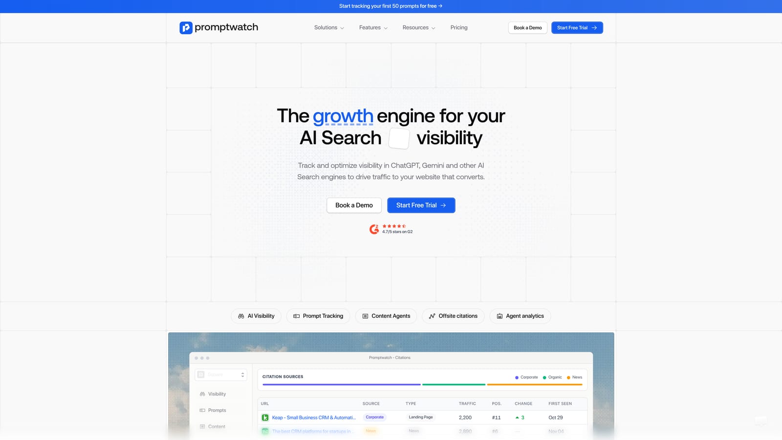 Screenshot of Promptwatch website