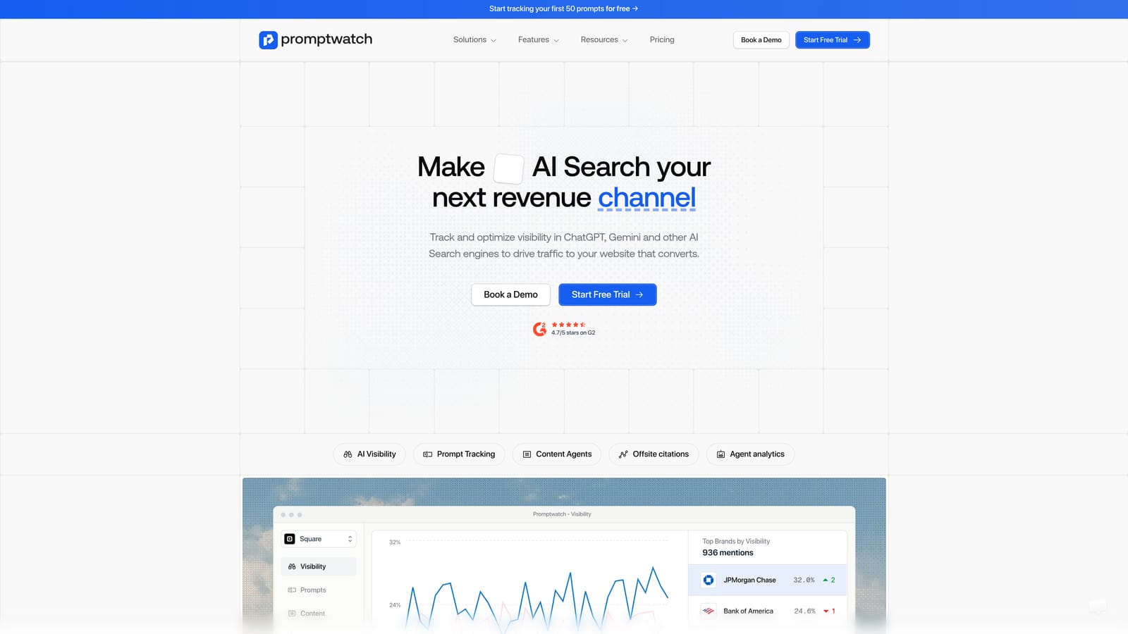 Screenshot of Promptwatch website