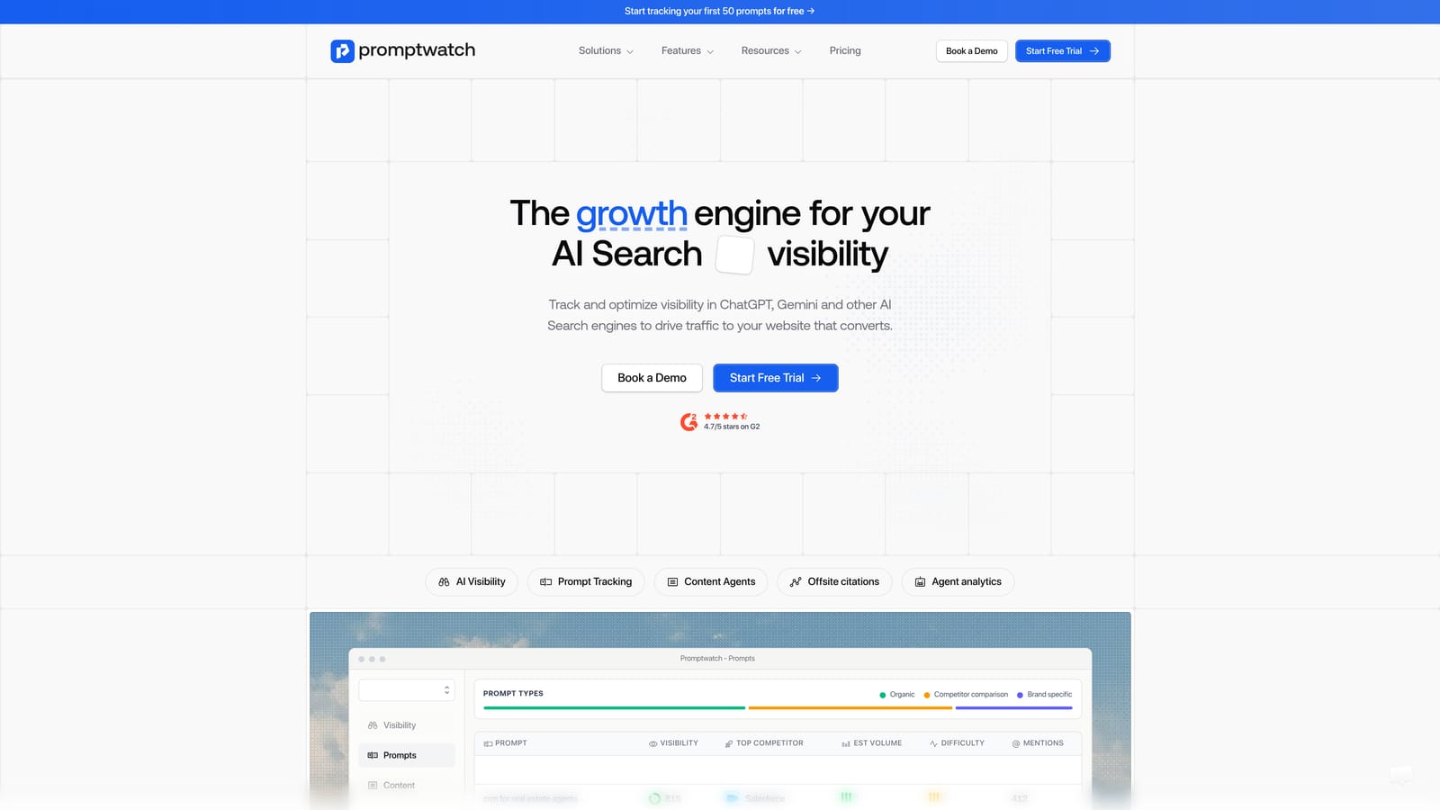 Screenshot of Promptwatch website