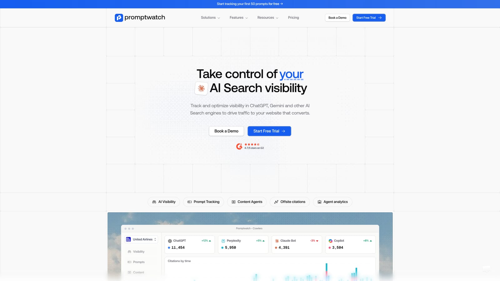 Screenshot of Promptwatch website