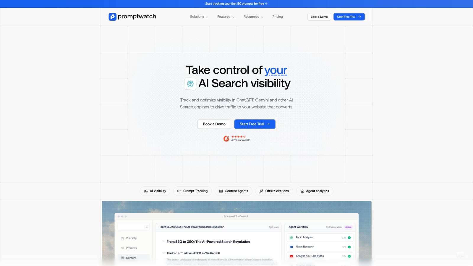 Screenshot of Promptwatch website