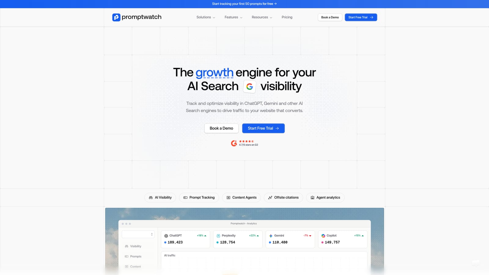 Screenshot of Promptwatch website
