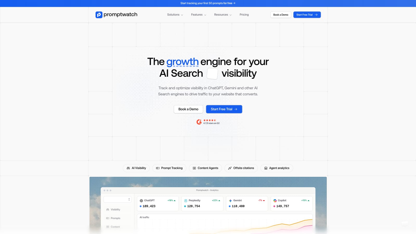 Screenshot of Promptwatch website