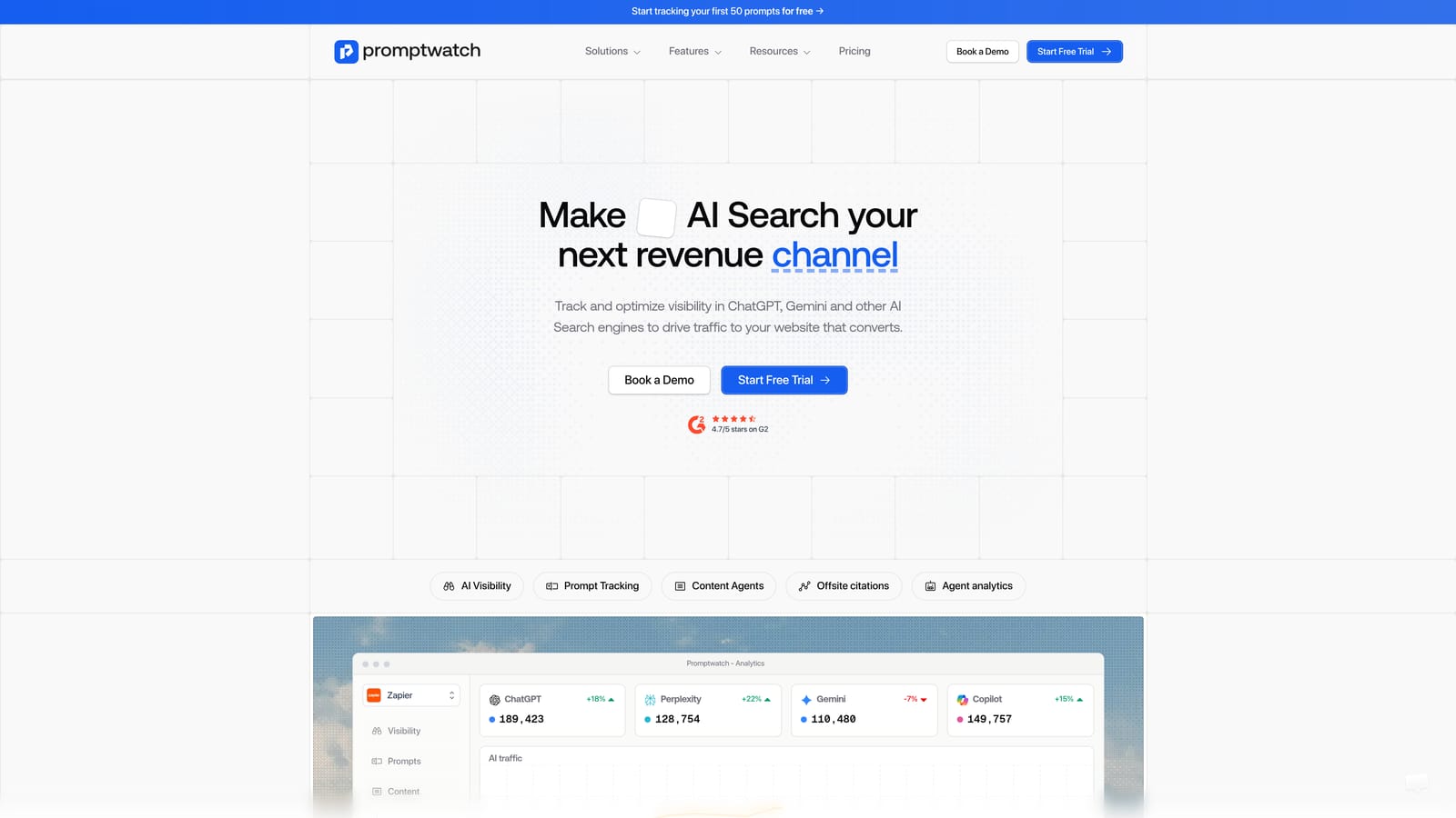 Screenshot of Promptwatch website