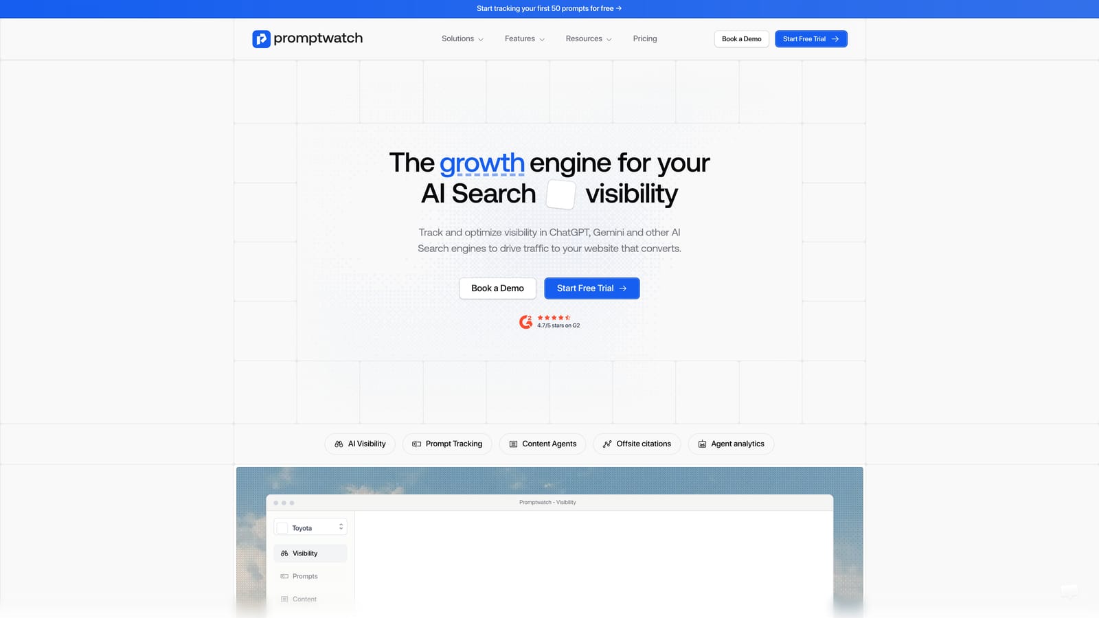Screenshot of Promptwatch website