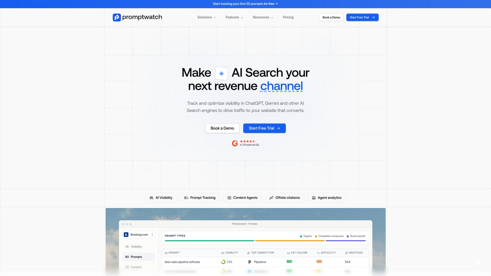 Screenshot of Promptwatch website