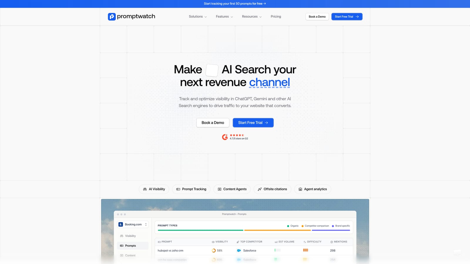 Screenshot of Promptwatch website