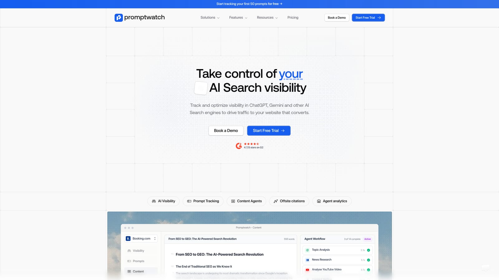 Screenshot of Promptwatch website