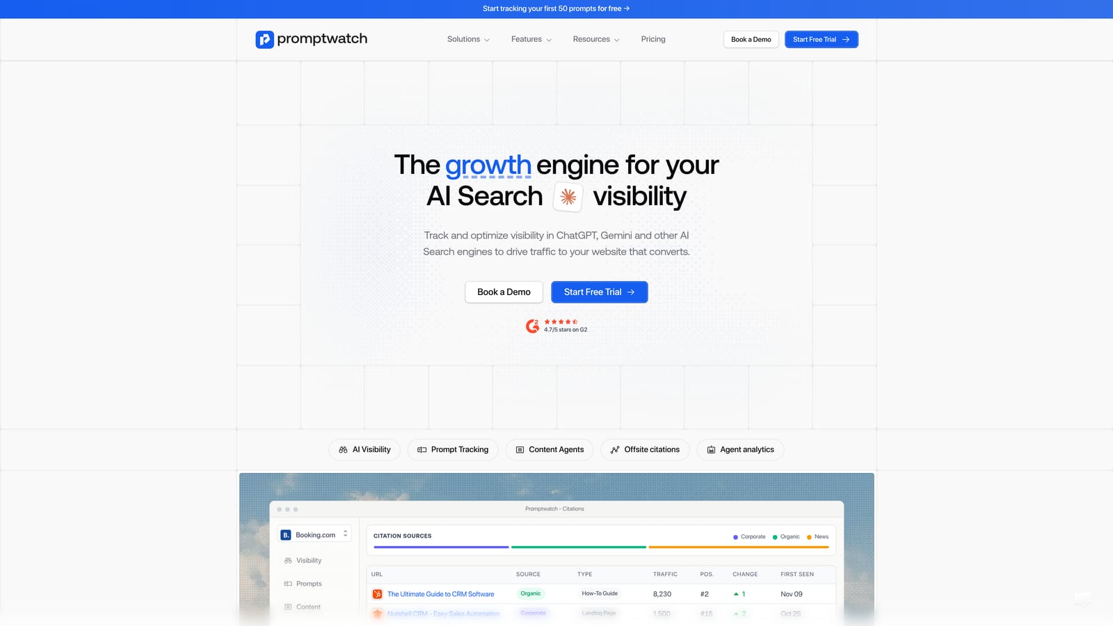 Screenshot of Promptwatch website