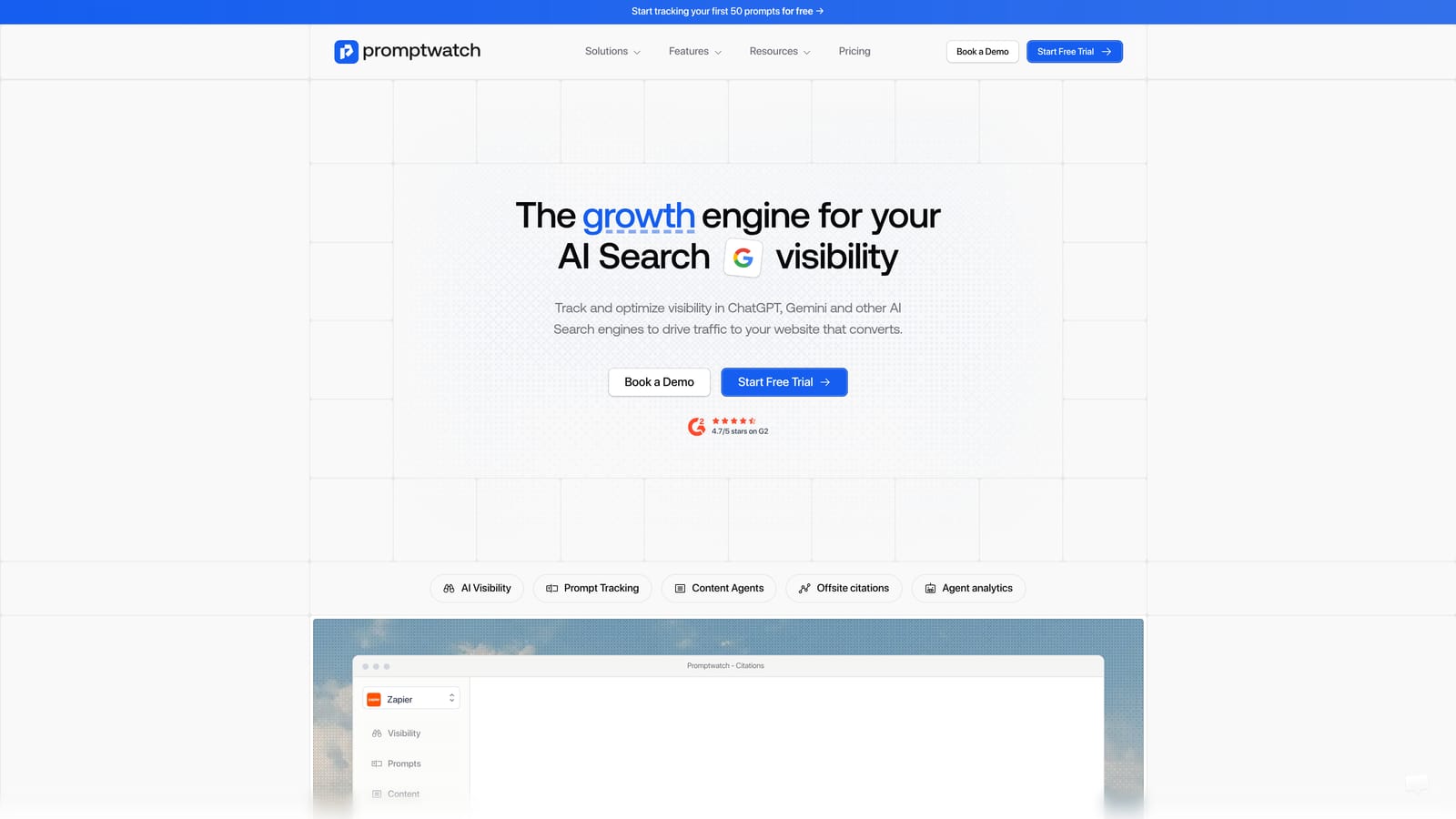 Screenshot of Promptwatch website