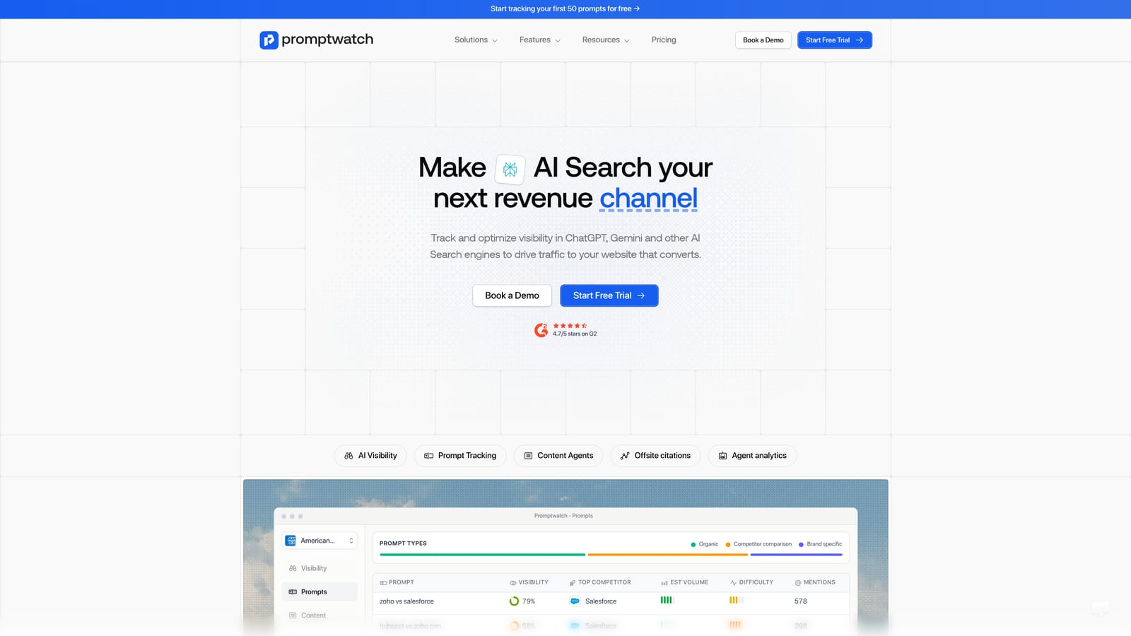 Screenshot of Promptwatch website