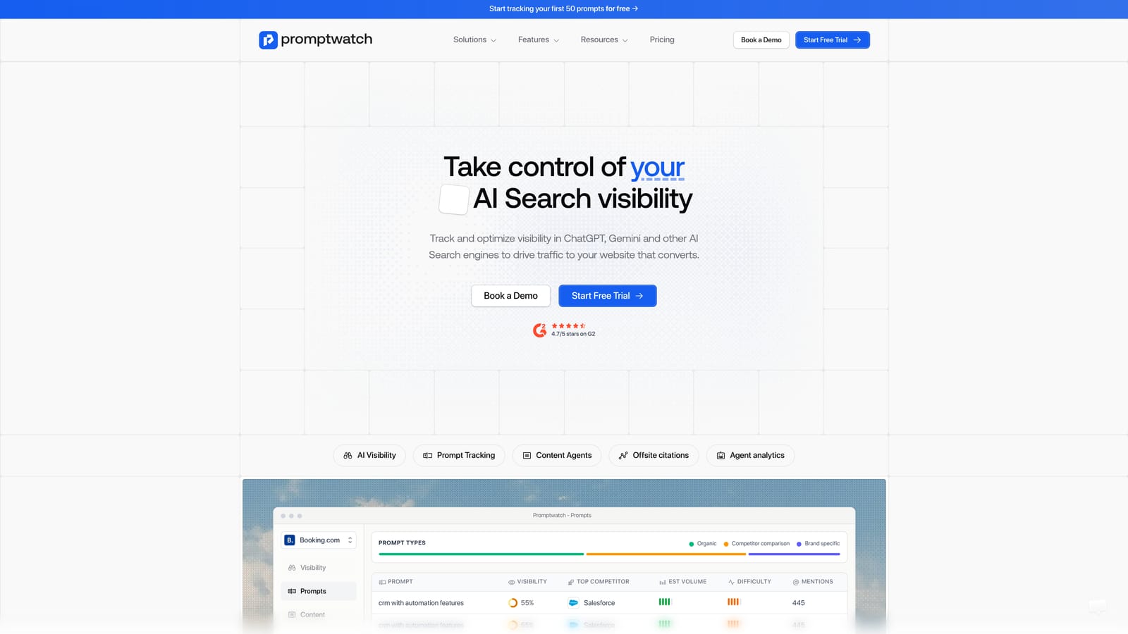 Screenshot of Promptwatch website