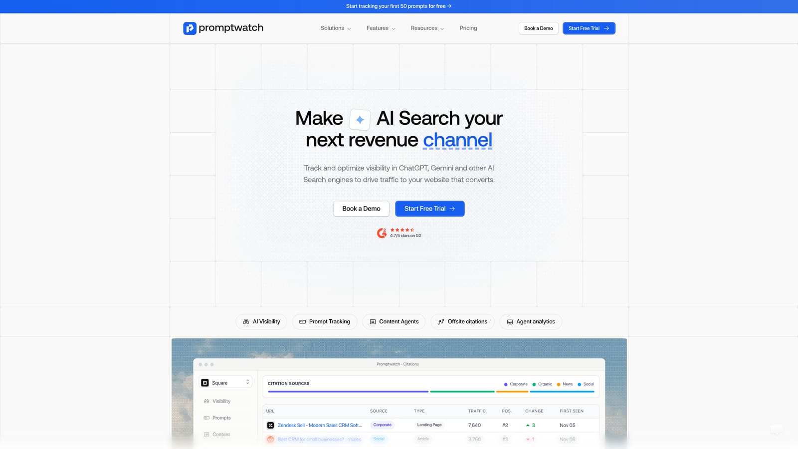 Screenshot of Promptwatch website