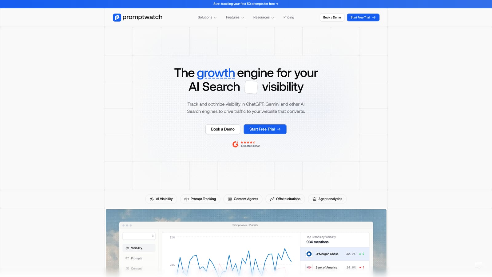 Screenshot of Promptwatch website