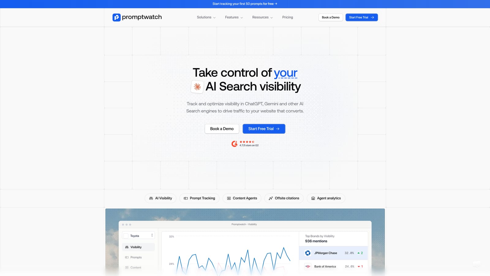 Screenshot of Promptwatch website