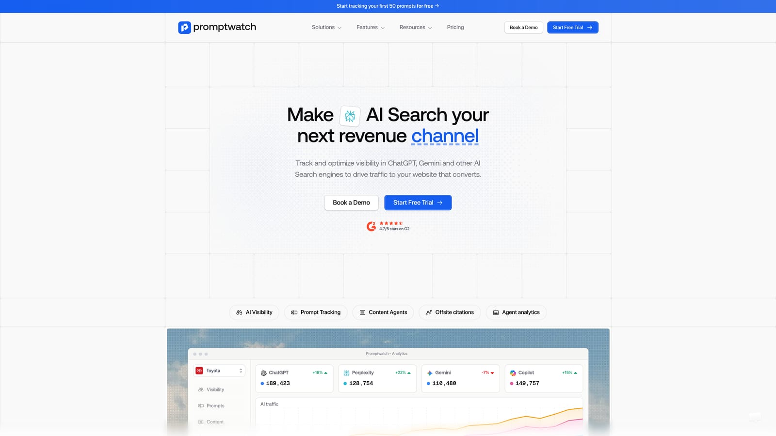 Screenshot of Promptwatch website