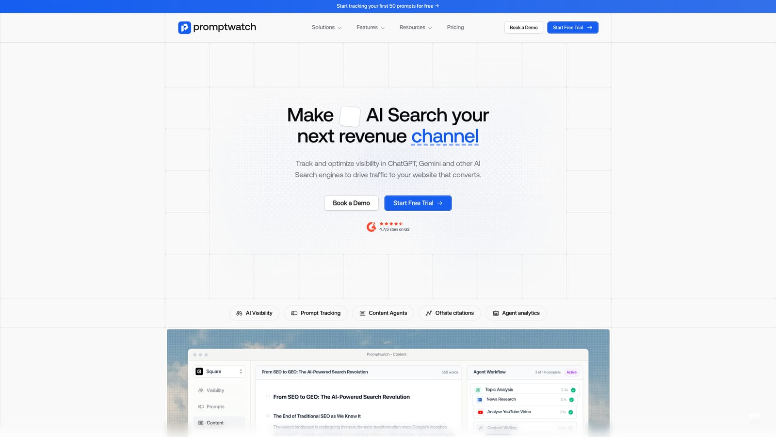 Screenshot of Promptwatch website