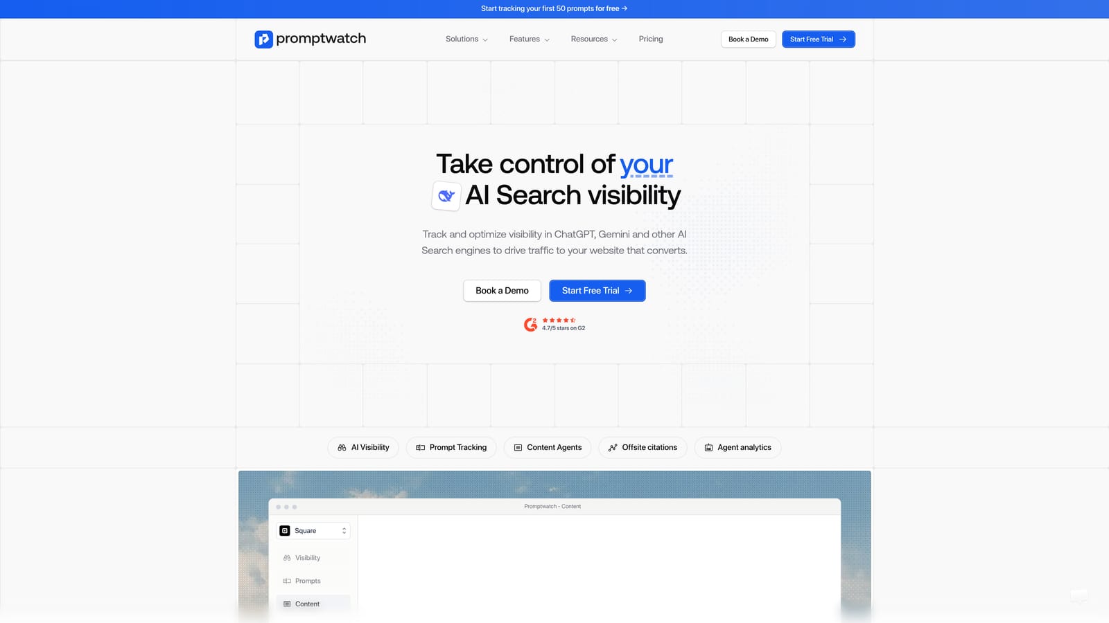 Screenshot of Promptwatch website
