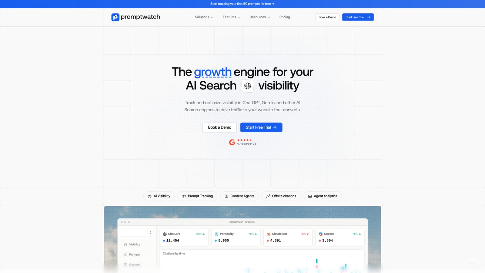 Screenshot of Promptwatch website