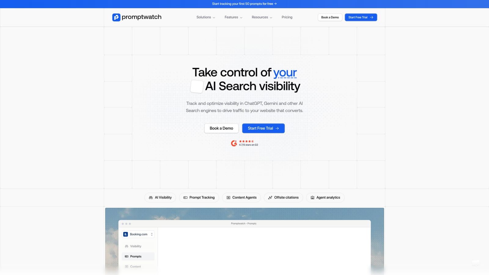 Screenshot of Promptwatch website