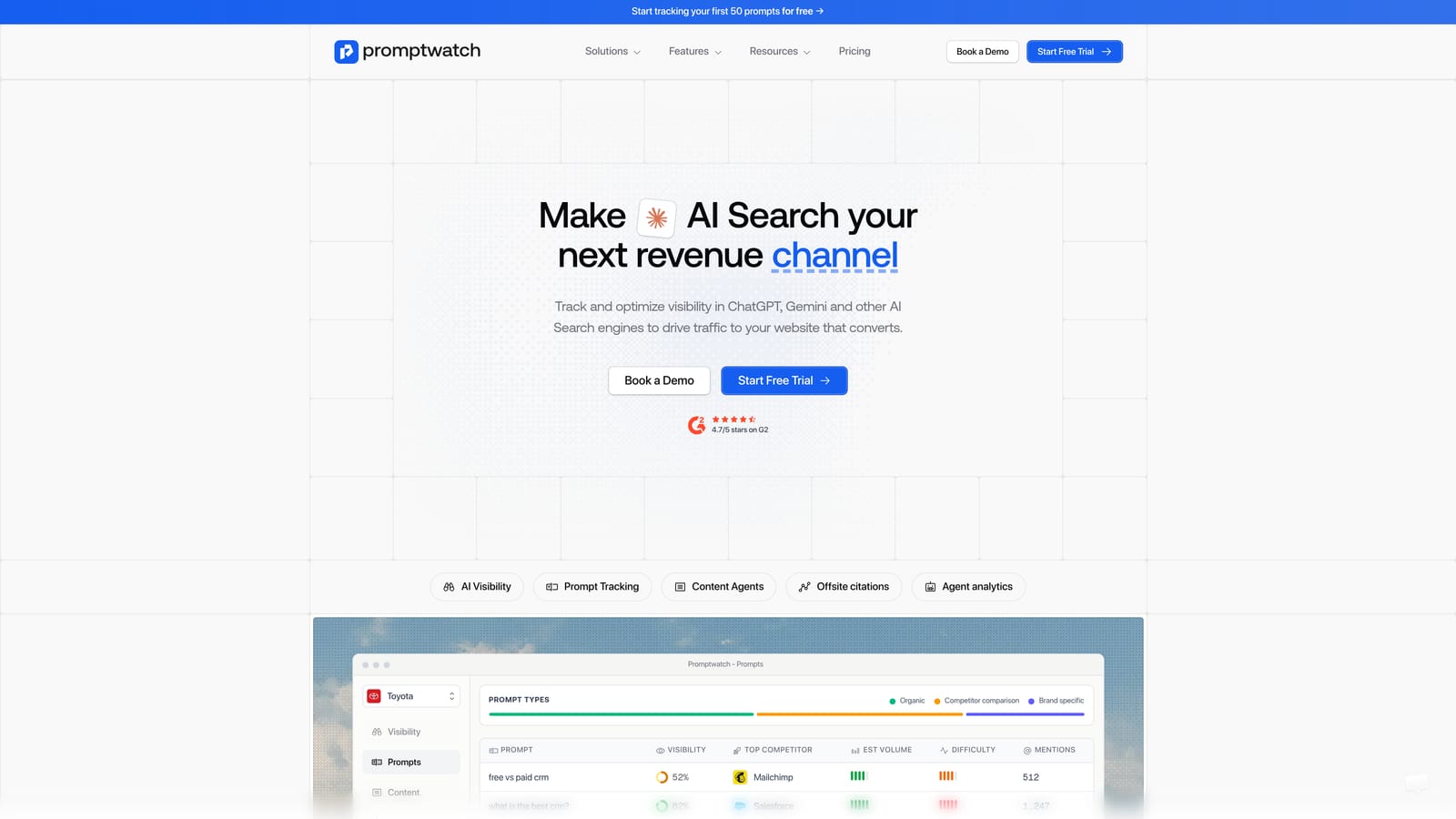 Screenshot of Promptwatch website