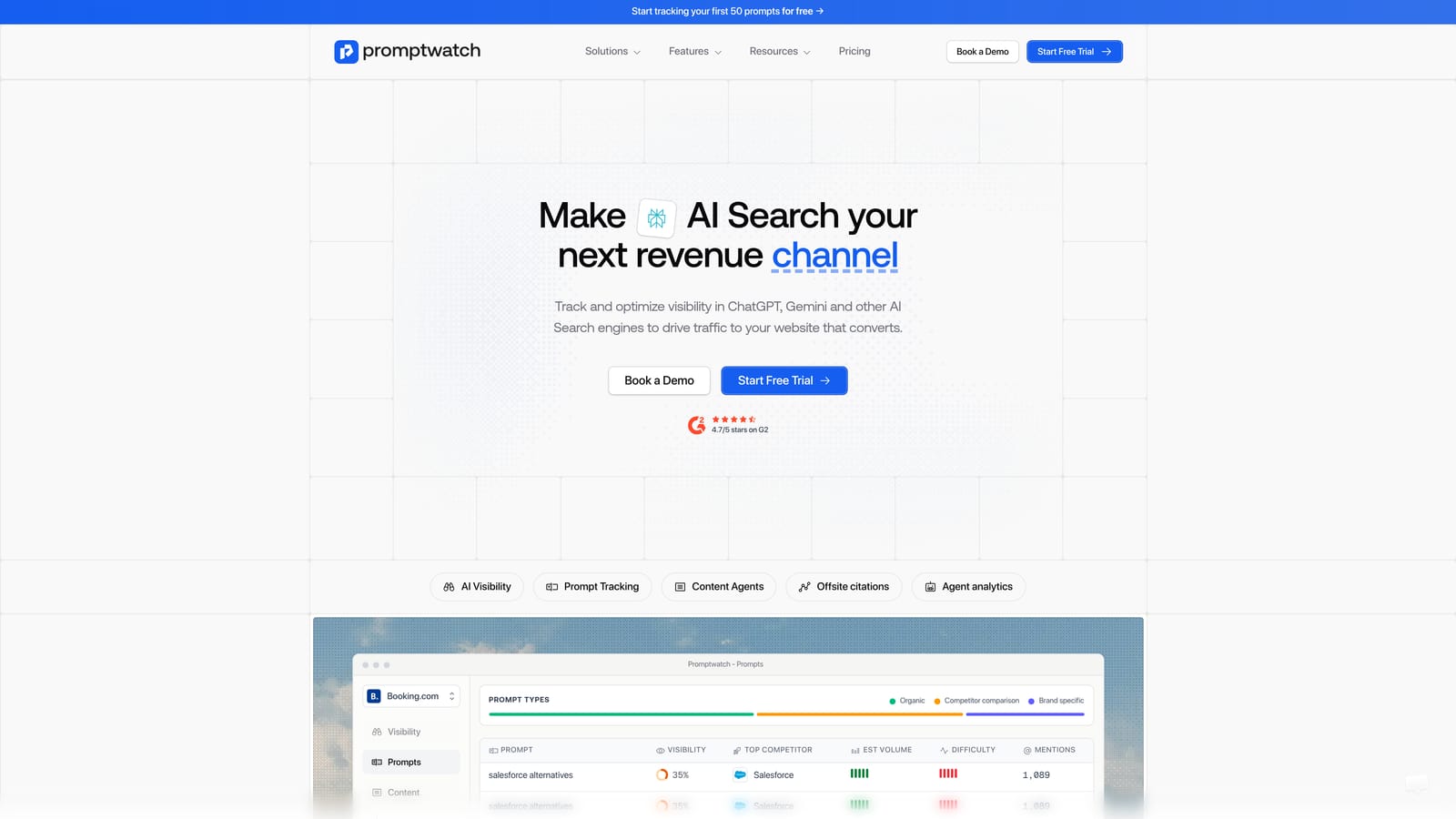 Screenshot of Promptwatch website