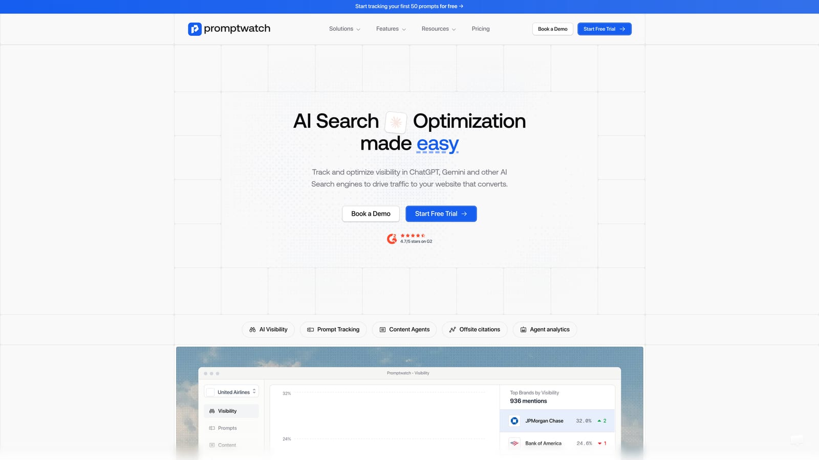 Screenshot of Promptwatch website