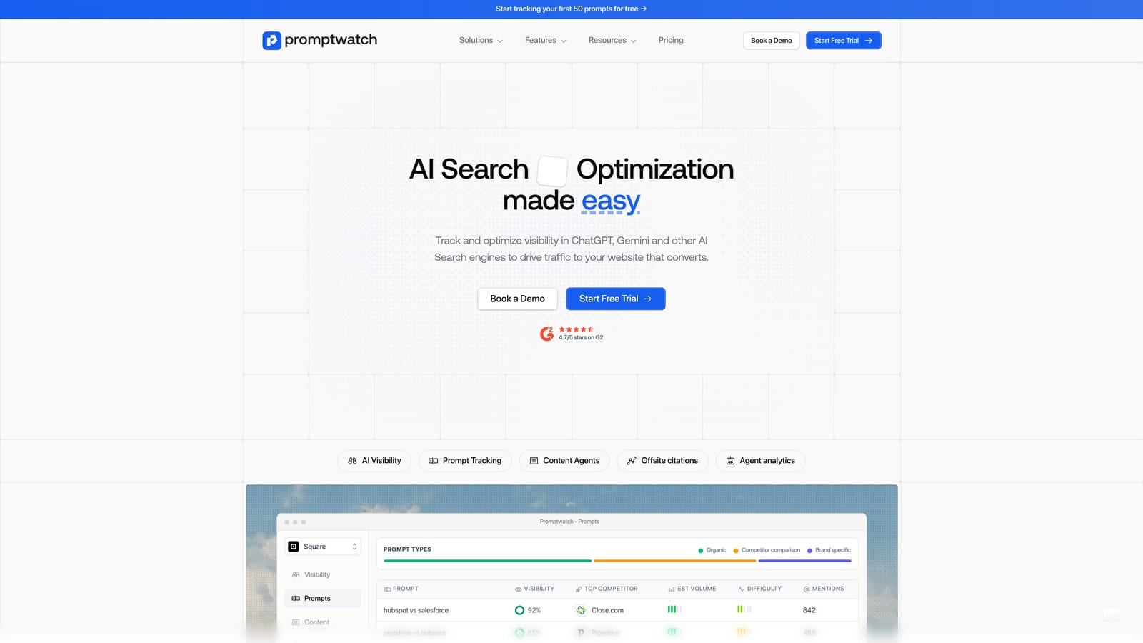 Screenshot of Promptwatch website