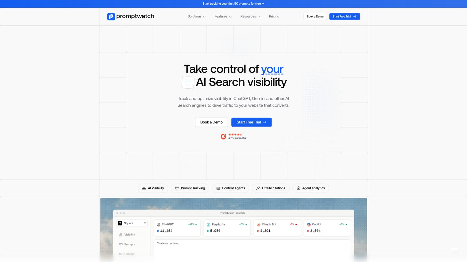 Screenshot of Promptwatch website