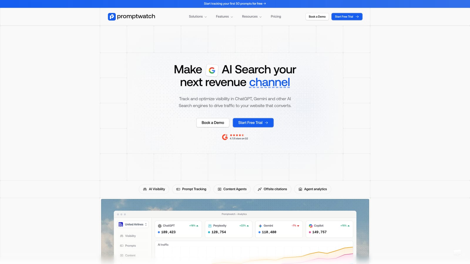 Screenshot of Promptwatch website