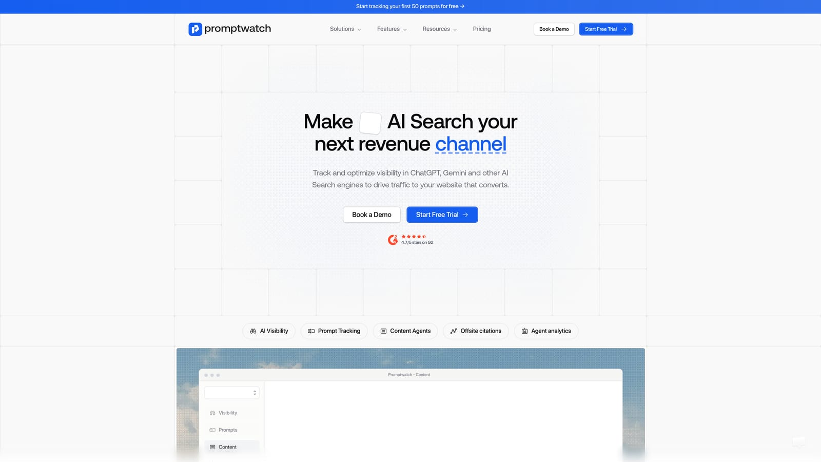 Screenshot of Promptwatch website