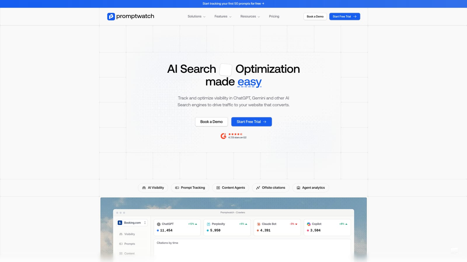 Screenshot of Promptwatch website
