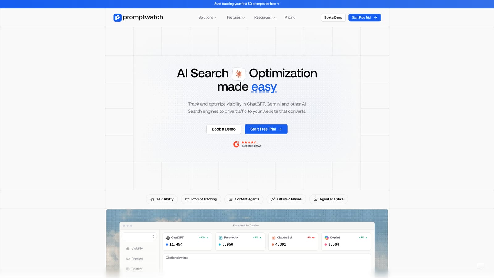 Screenshot of Promptwatch website