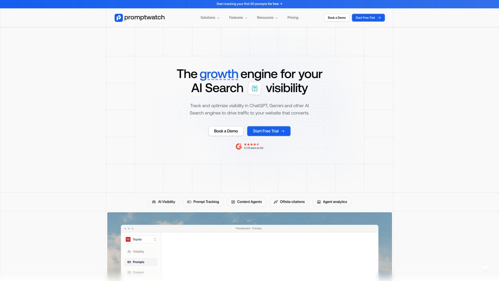 Screenshot of Promptwatch website