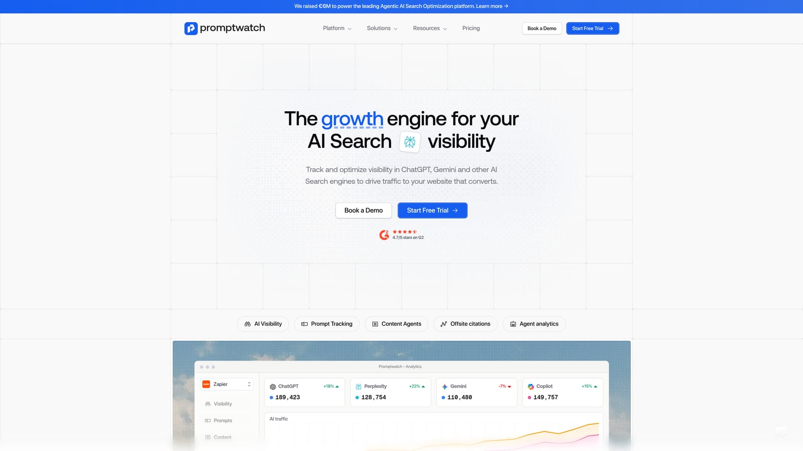 Screenshot of Promptwatch website