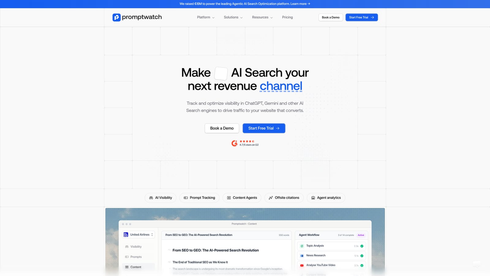 Screenshot of Promptwatch website