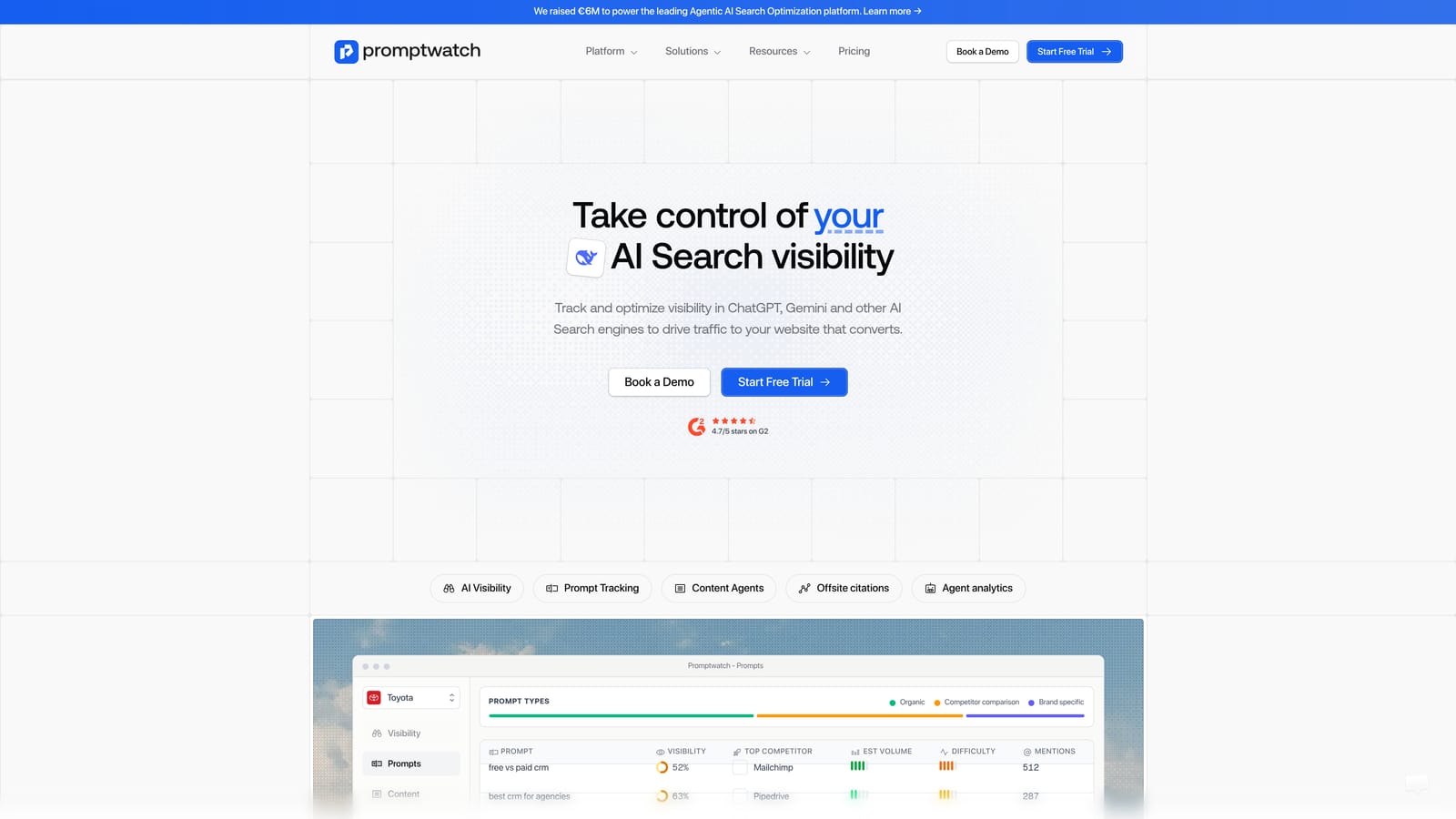 Screenshot of Promptwatch website