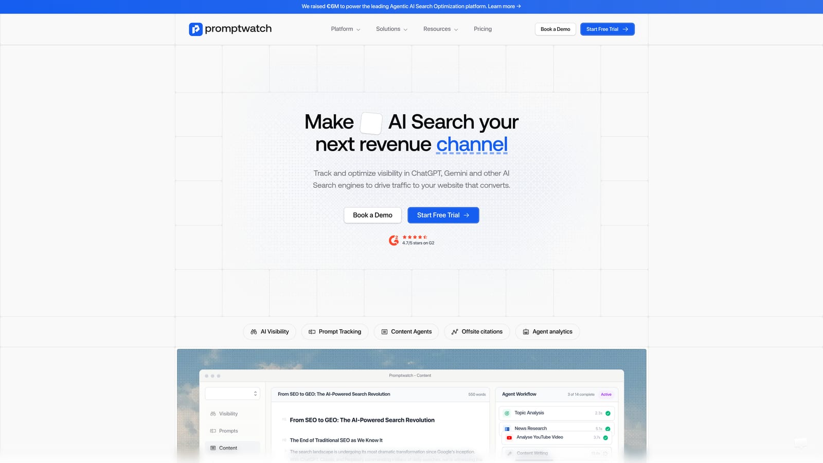 Screenshot of Promptwatch website