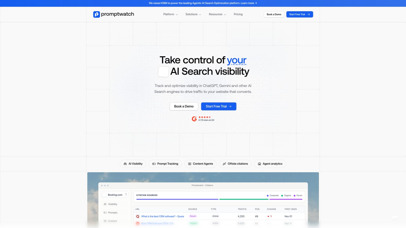 Screenshot of Promptwatch website