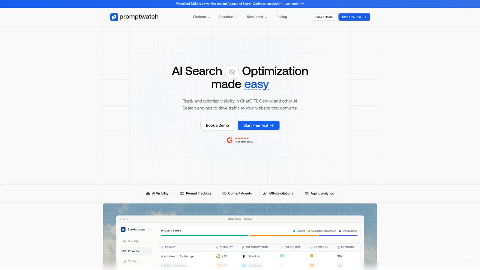 Screenshot of Promptwatch website