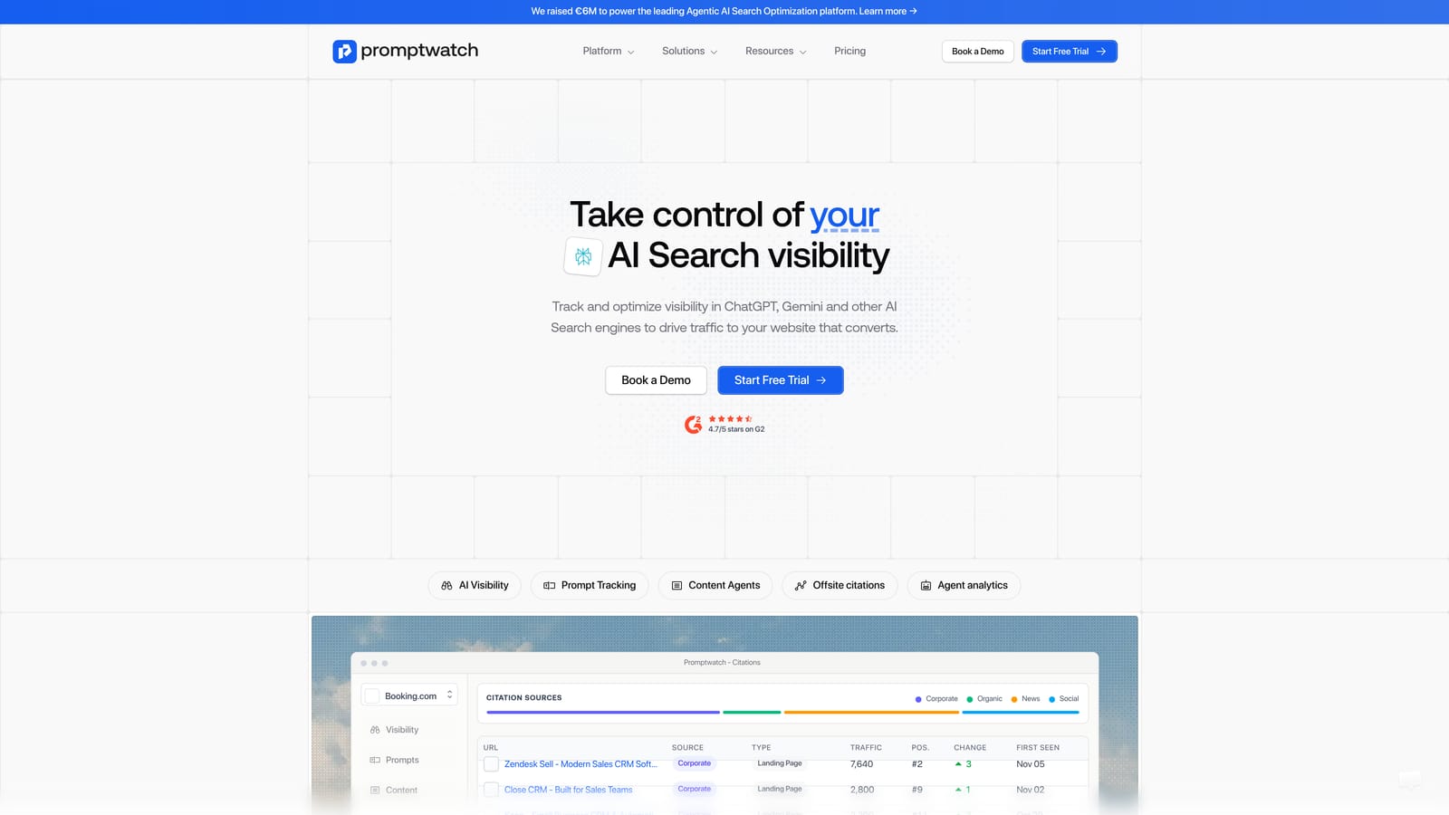 Screenshot of Promptwatch website