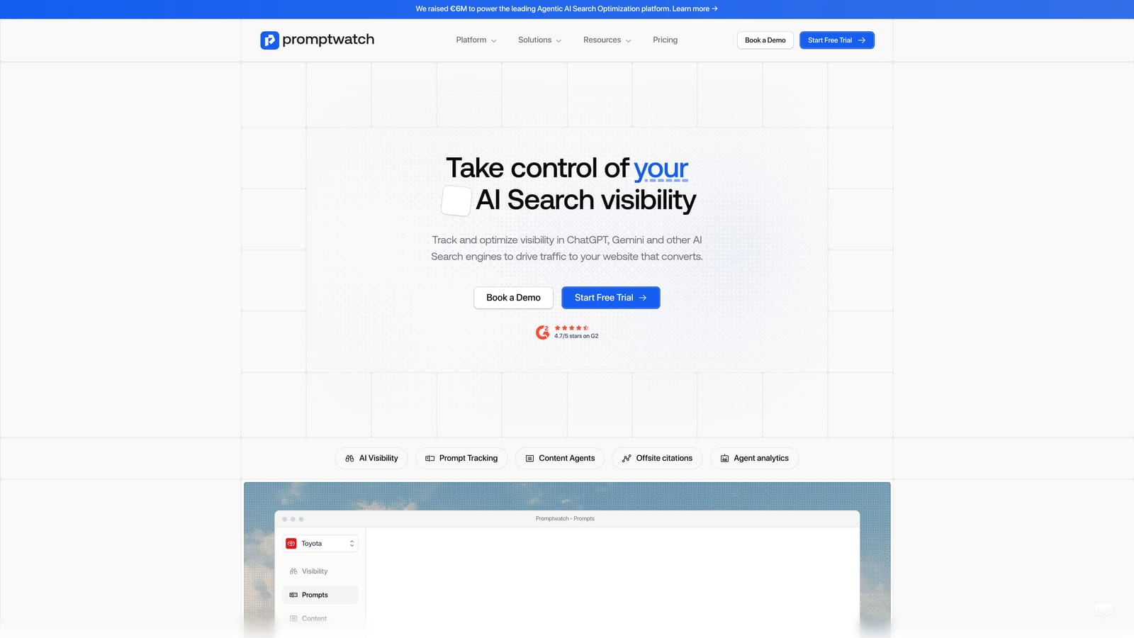 Screenshot of Promptwatch website